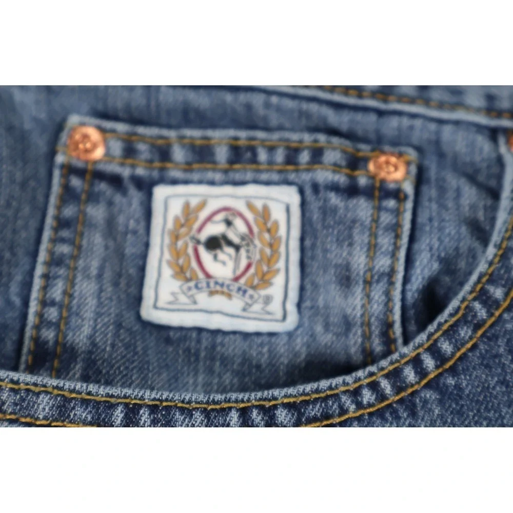 Cinch‎ Jeans Mens 38x32 Blue Medium Wash Bootcut Relaxed Logo Five Pocket Denim